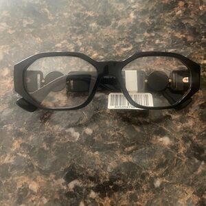 Black Geometric Eyeglasses by Versace